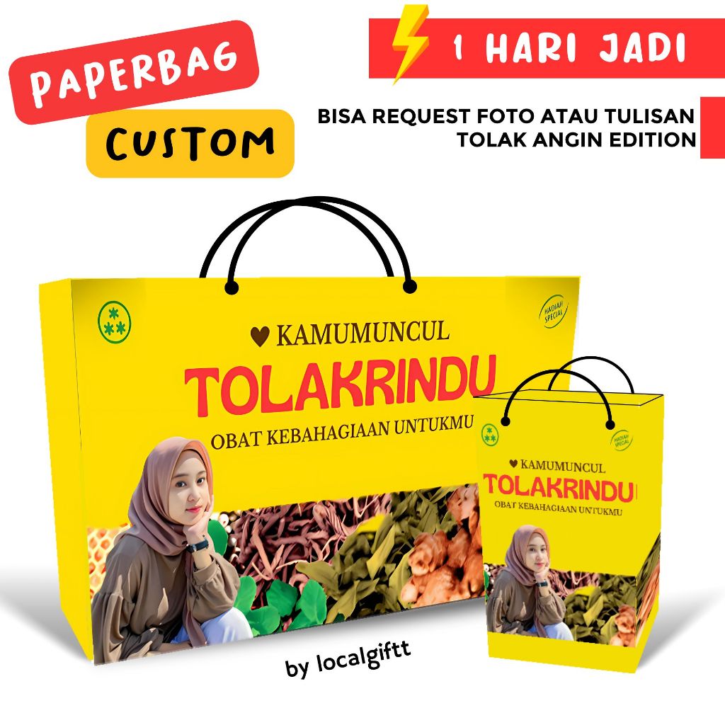 

Paperbag Custom Tolak Angin Edition | Bisa request foto dan tulisan | Paperbag custom | Paperbag lucu | Paperbag Foto | Tas Custom