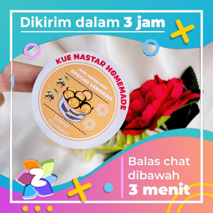 

9-15 Zennida Cetak Stiker Custom Free Desain Cookies Kue Lebaran Stiker Toples Chromo Bulat U.Besar