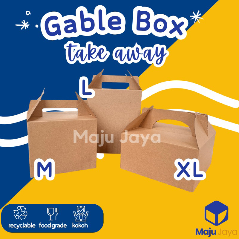 

Eflute Gable Box Take Away / Box Hampers Takeaway / Box Hampers Catering Souvenir / Kemasan Box Hampers Makanan Catering / Box Kemasan Souvenir / Gable Box Toples Kotak Kue Tart Jinjing Tenteng / Gable Box Kotak Katering