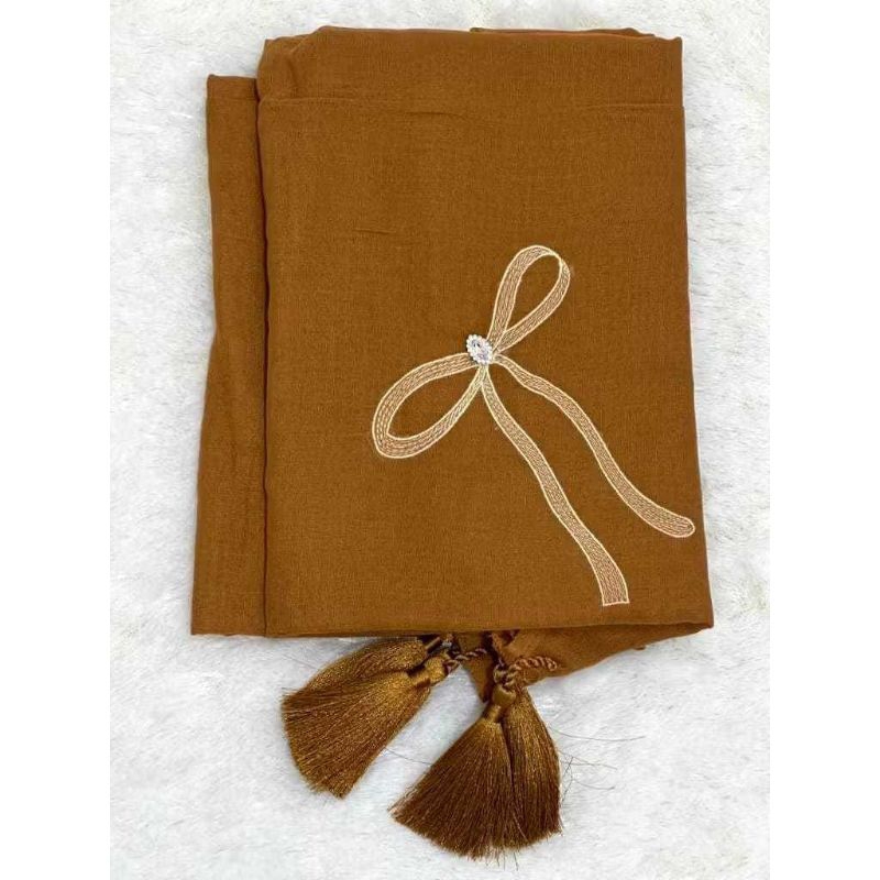 Hijab Segi Empat Paris Tasel Pita Besar//Jilbab Segi Empat Paris Tasel Pita Besar