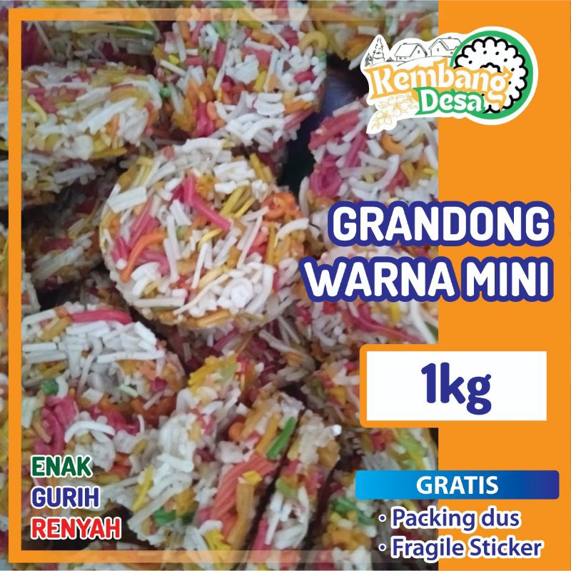 

[ 1Kg ] Krupuk Goreng Camilan Grandong Bulat Warna Mini Mentah