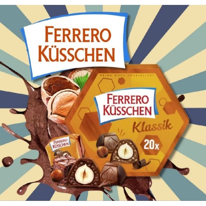 

Coklat Ferrero Kusschen Klasik Kacang Hazelnut Isi 20 pcs / Pack