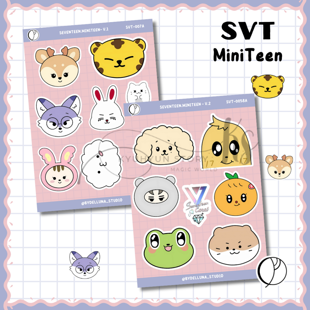Sticker Kpop Seventeen MiniTeen Chibi Kartun Anime Lucu Stiker Jurnal Deco Laptop Vinly Aesthetic Ju