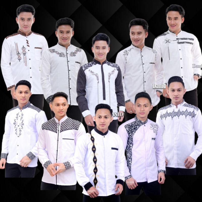 Baju koko Kemeja Sanghai Katun Putih Polos Pria Dewasa Lengan Panjang  - Baju koko putih polos songk