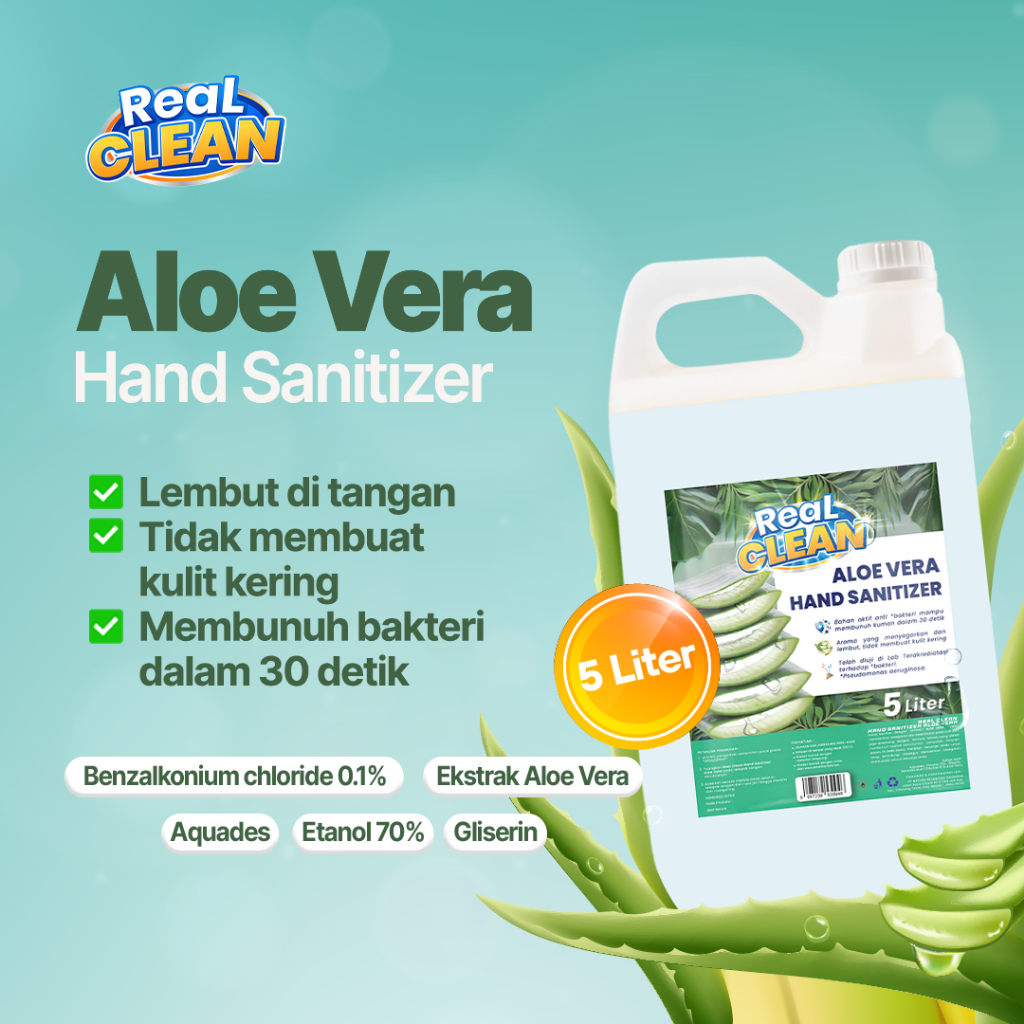 Real Clean Hand Sanitizer Cair Liquid Sanitizer 5 Liter - KHUSUS GRAB/GOJEK