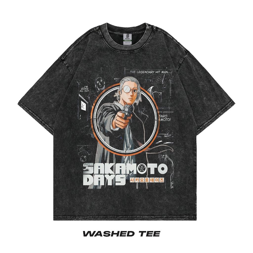 Sakamoto Days Kaos Anime Oversized Washed Vinatge Tee