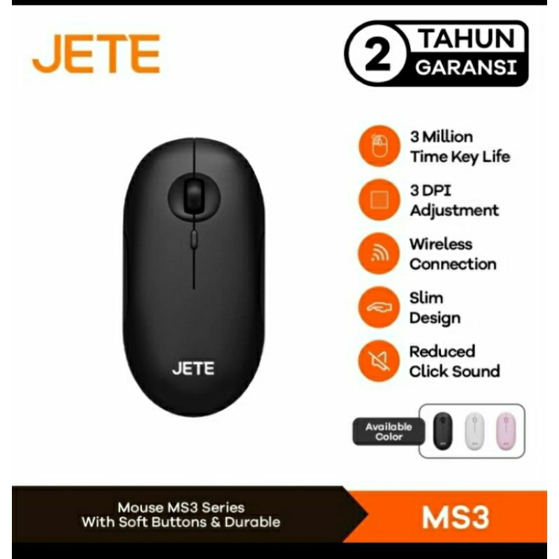 JETE MS3 Mouse Bluetooth Silent Mouse Wireless Usb Receiver 2.4 GHz