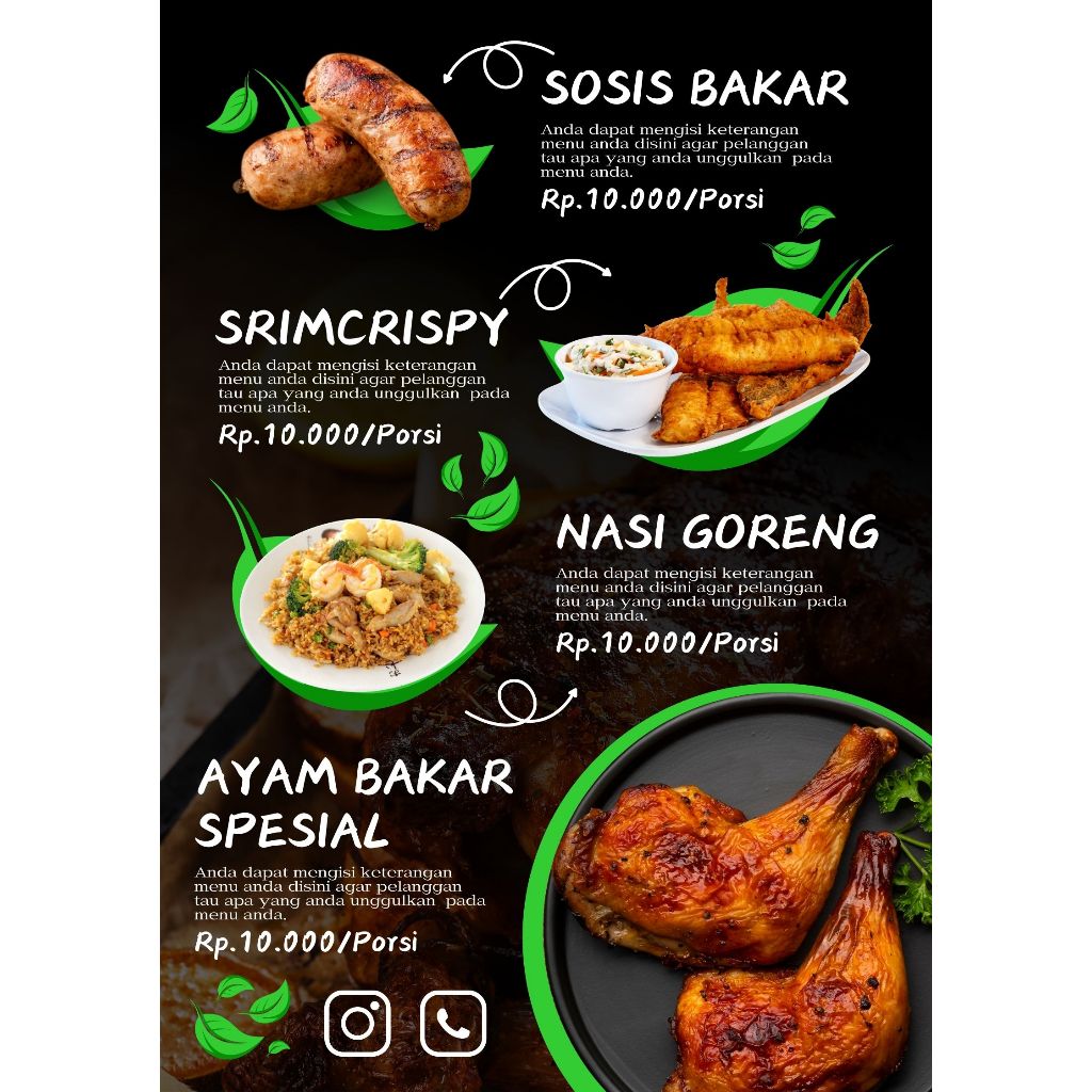 Template canva Desain Menu produk makanan