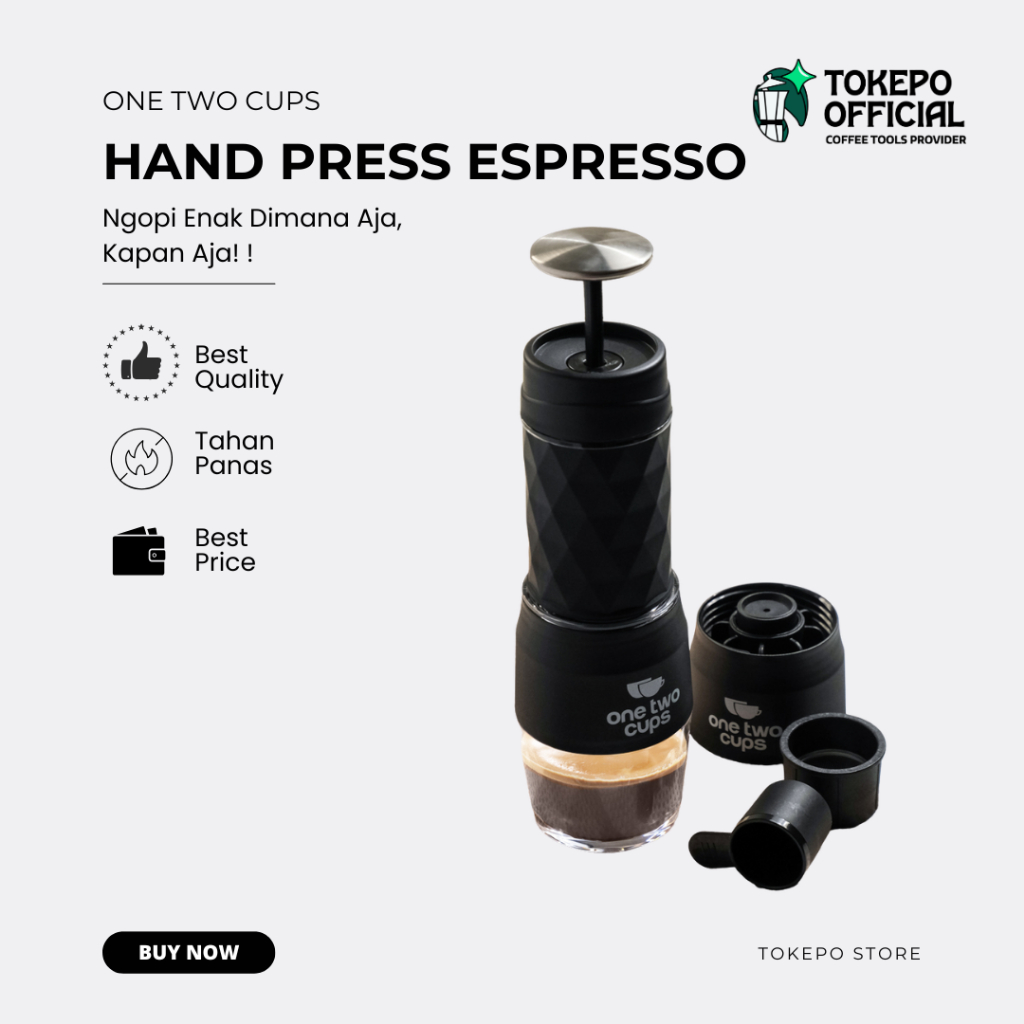 One Two Cups Hand Press Mini Espresso Coffee Maker 3in1 20 Bar 120ml