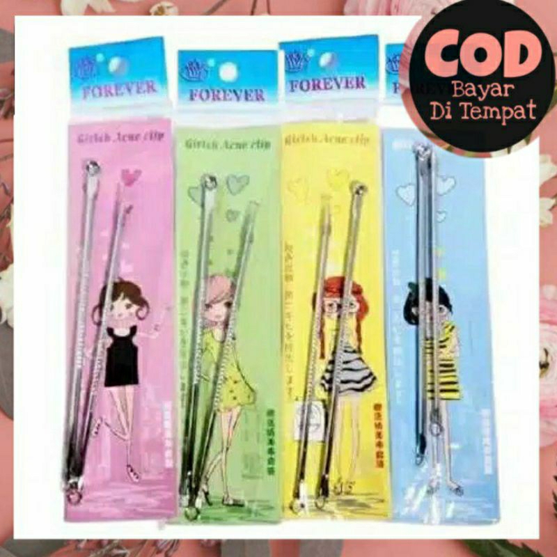 Alat Pencetan Jerawat dan Komedo Import Lucu Acne Clip Set Pinset

