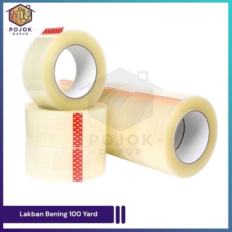 Lakban Bening 100 Yard Tebal / Tebal Kuat Dimensi 100 Meter × 44 MM / Solasi Tebal Bening Murah Term