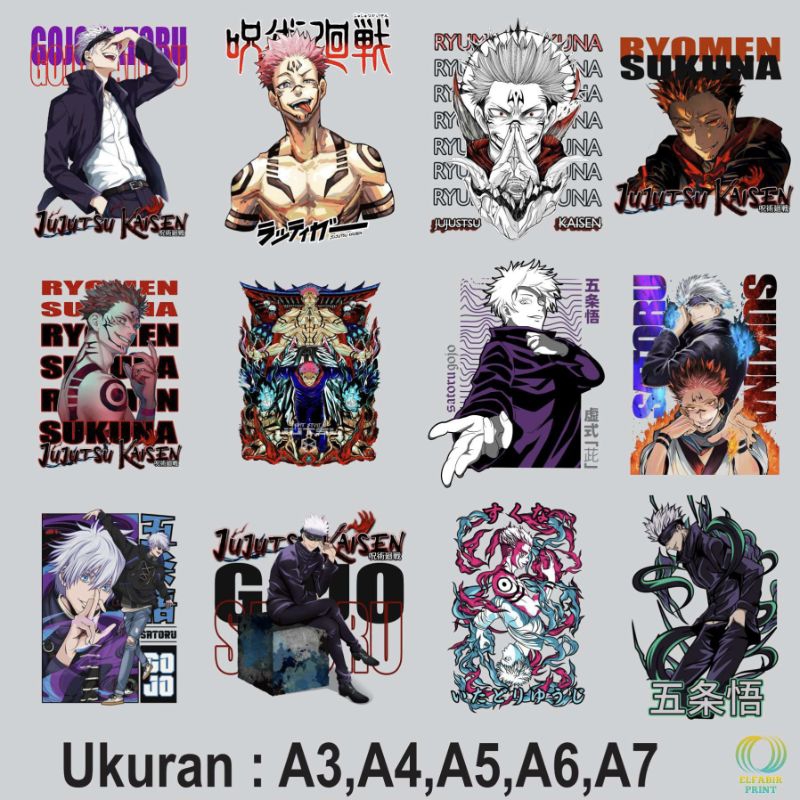 

Dtf Stiker Sablon Setrika Gambar Jujutsu Kaisen Ukuran A3 A4 A5 A6 A7 Tinggal Tempel Atau Press