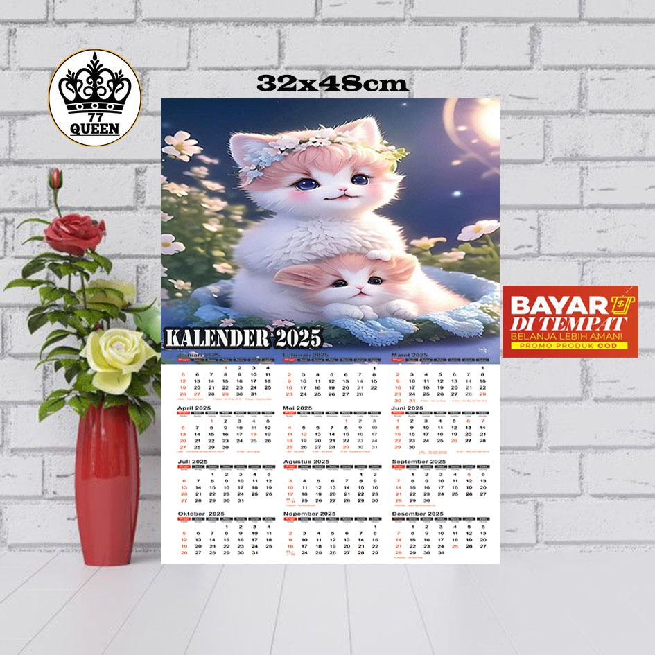 

KALENDER TAHUN 2025 TEMA GAMBAR KUCING/KALENDER DINDING TAHUN 2025/HIASAN DINDIING/WALLDECOR