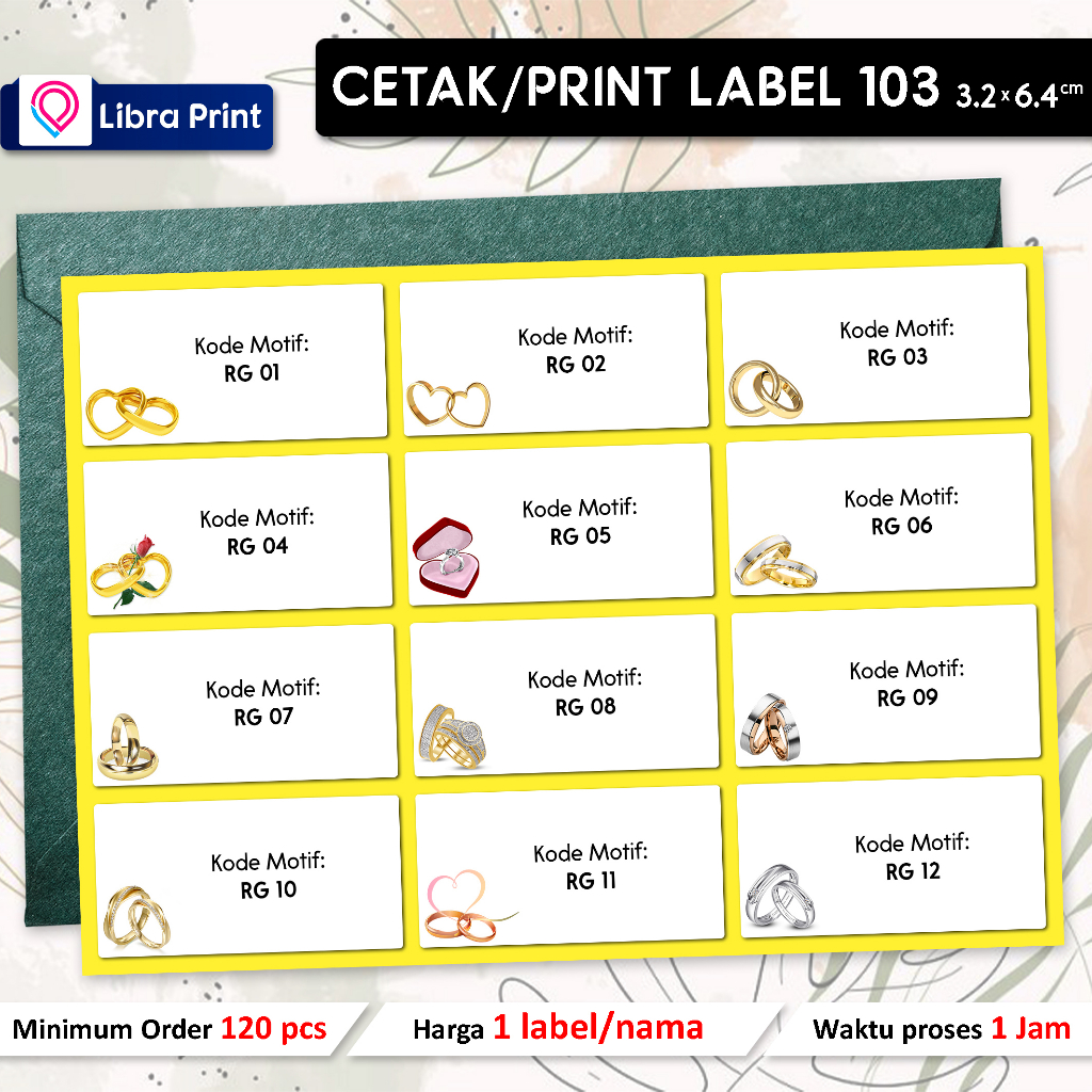

CETAK STIKER LABEL 103 / PRINT LABEL NAMA UNDANGAN / LABEL BUKU MOTIF RING