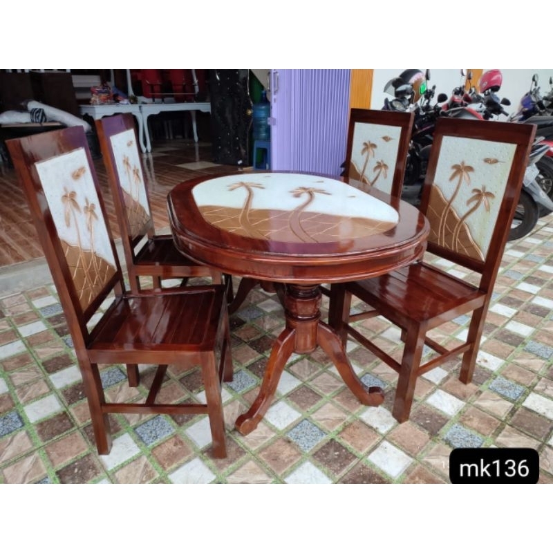 Meja makan kayu jati 4k