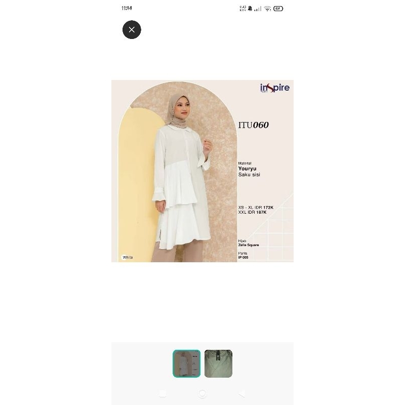 bundling dauky dn Tunik putih inspire L/XL new