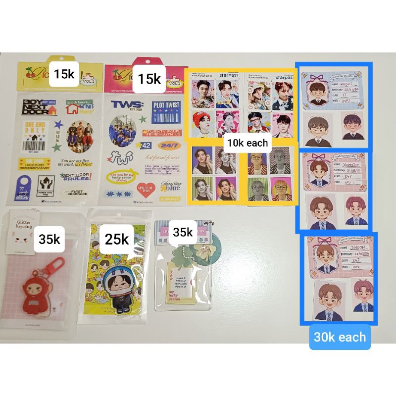 [PRELOVED] Merch Fan Made Seventeen TWS Boynextdoor (keychain, sticker, id photo, id holder)