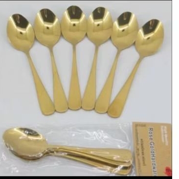 SENDOK TEH STAINLESS TEBAL GOLD MEWAH / sendok kopi EMAS GOLD TEBAL  / sendok teh kecil emas