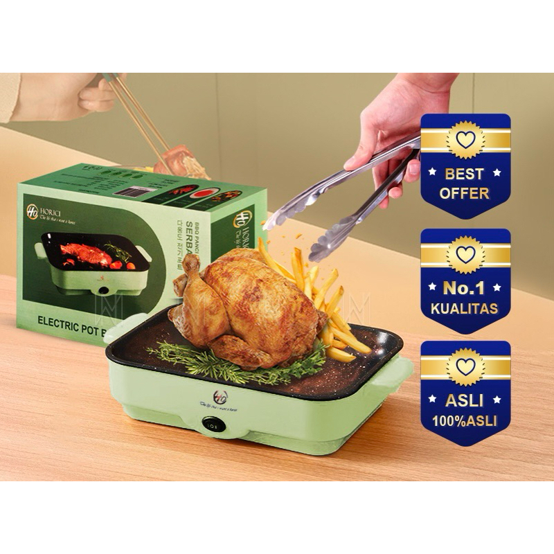 Panggangan Elektrik Serbaguna - Panggangan listrik Anti Lengket - Bbq grill pan Elektrik Serbaguna -