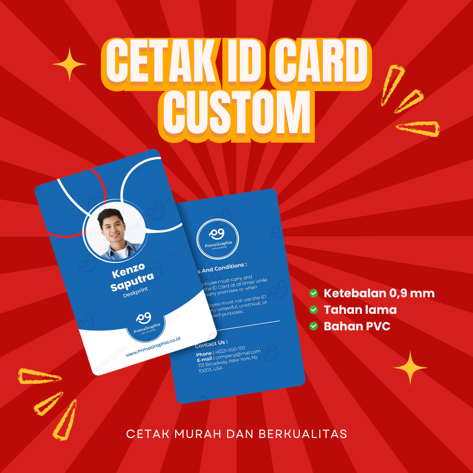 

Cetak ID Card Custom Berkualitas - Ketebalan 0,9 mm Bahan PVC