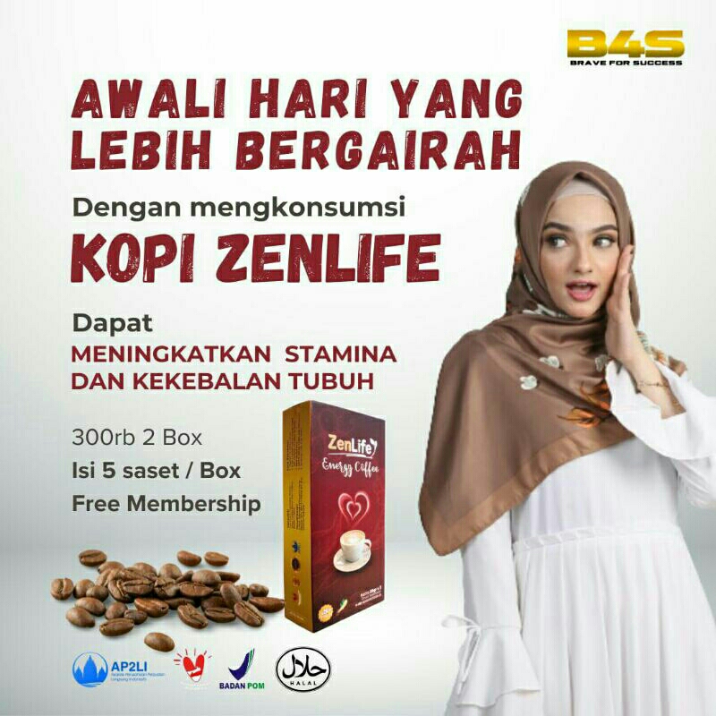 

ZENLIFE COFFEE ENERGI 1 BOX ISI 5 SACHET PER SACHET 20 GRAM ORIGINAL