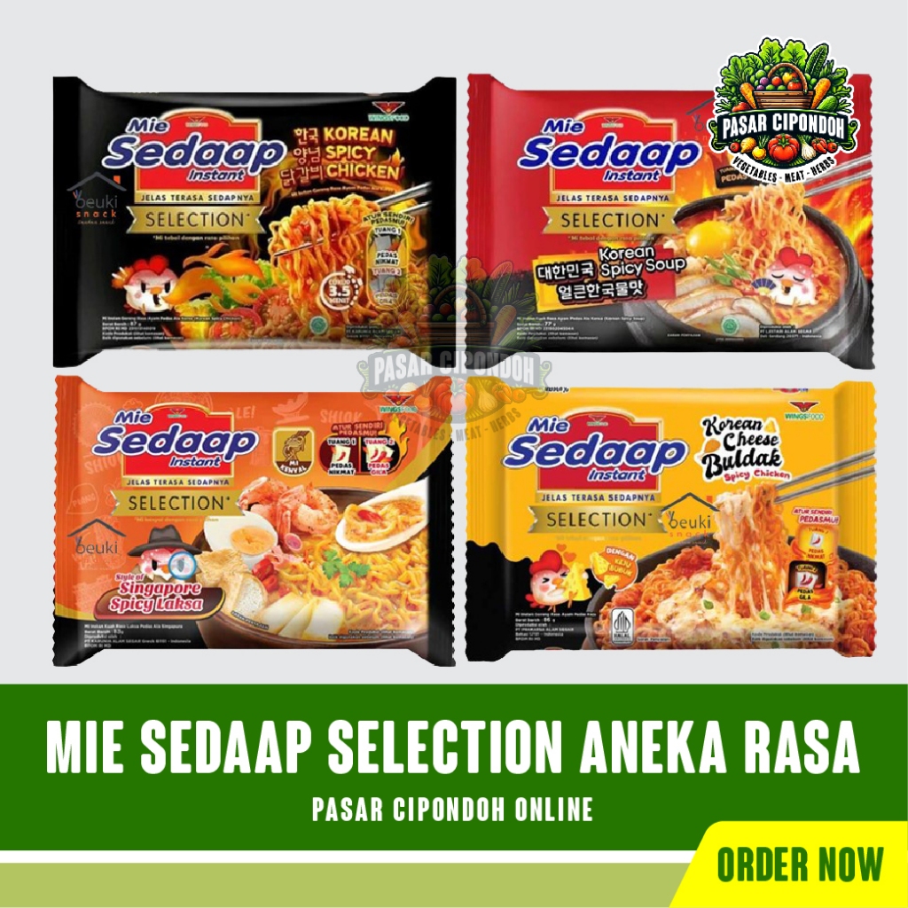 

Mie Sedaap Selection Instant Aneka Rasa 5 pcs - Pasar Cipondoh Tangerang