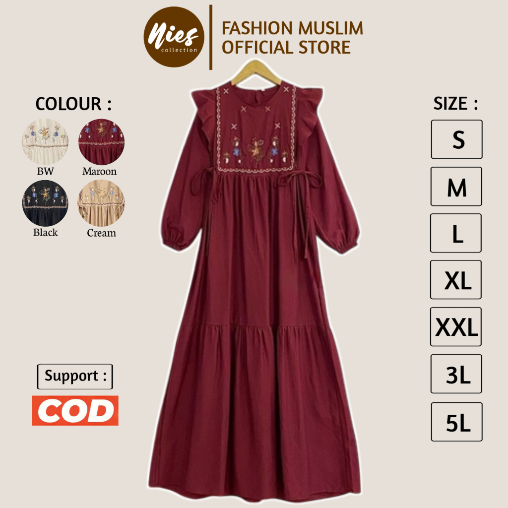 Cherika Dress - Ukuran S M L XL XXL XXXL 5L - Gamis Lebaran Jumbo - Dress Jumbo Bahan Linen