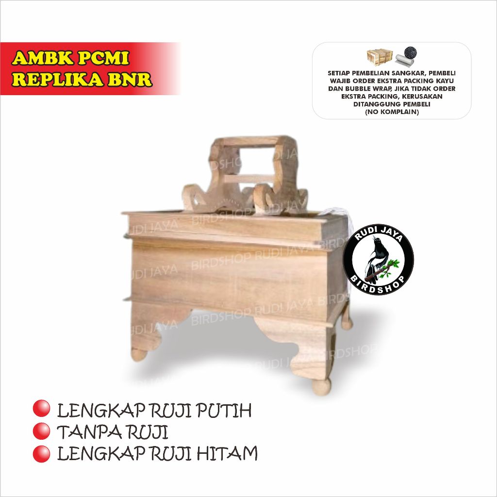SANGKAR PLECI PCMI REPLIKA BNR AMBRUKAN AMBRUK BONGKARAN RAKIT SENDIRI TIANG BESI BAHAN KAYU JATI