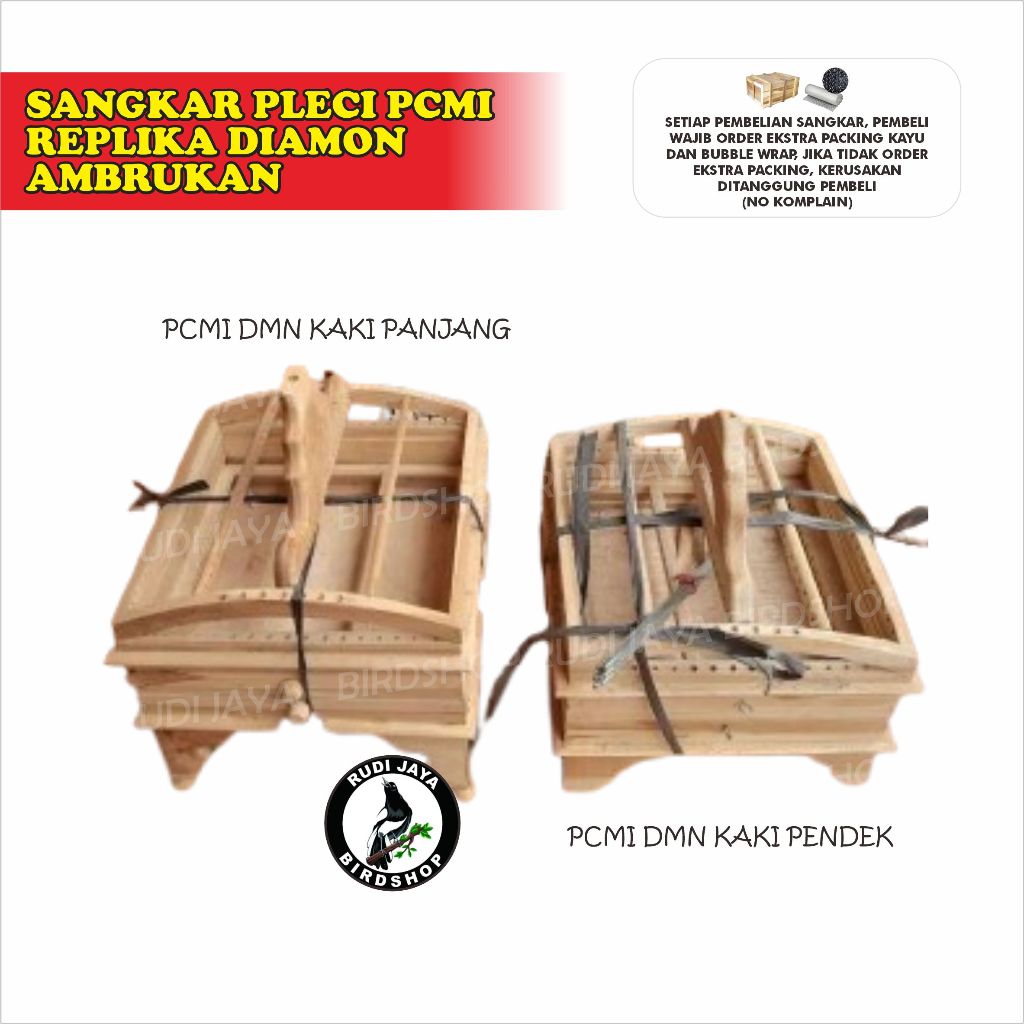 SANGKAR PLECI PCMI REPLIKA DIAMON AMBRUKAN AMBRUK BONGKARAN RAKIT SENDIRI TIANG BESI KAYU JATI