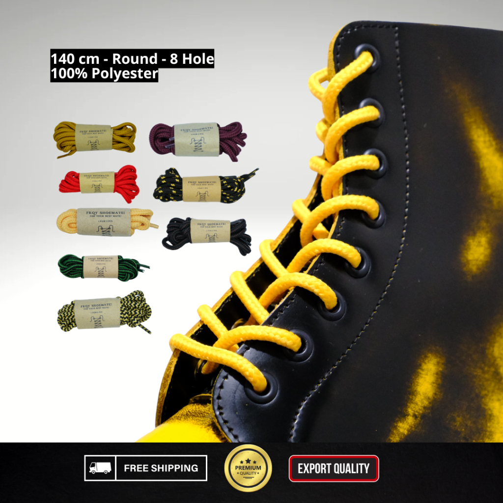 FORSHOEMATE Tali Sepatu | Tali Sepatu Bulat 140 cm Tali Sepatu 8 Hole 8 Lubang Tali Sepatu Dr. Marte