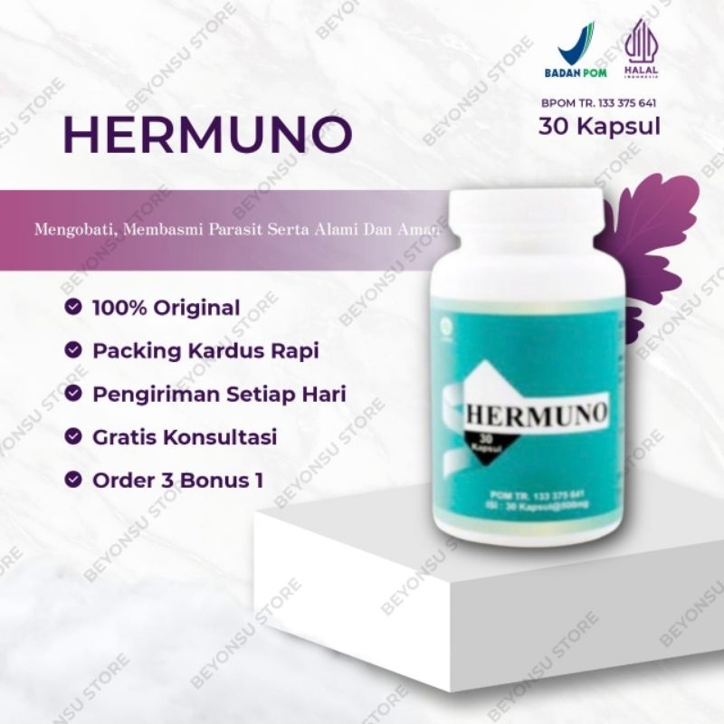 HERMUNO ORIGINAL 100% HERMUNO OBAT PEMBASMI PARASIT PENAMBAH DAYA TAHAN TUBUH