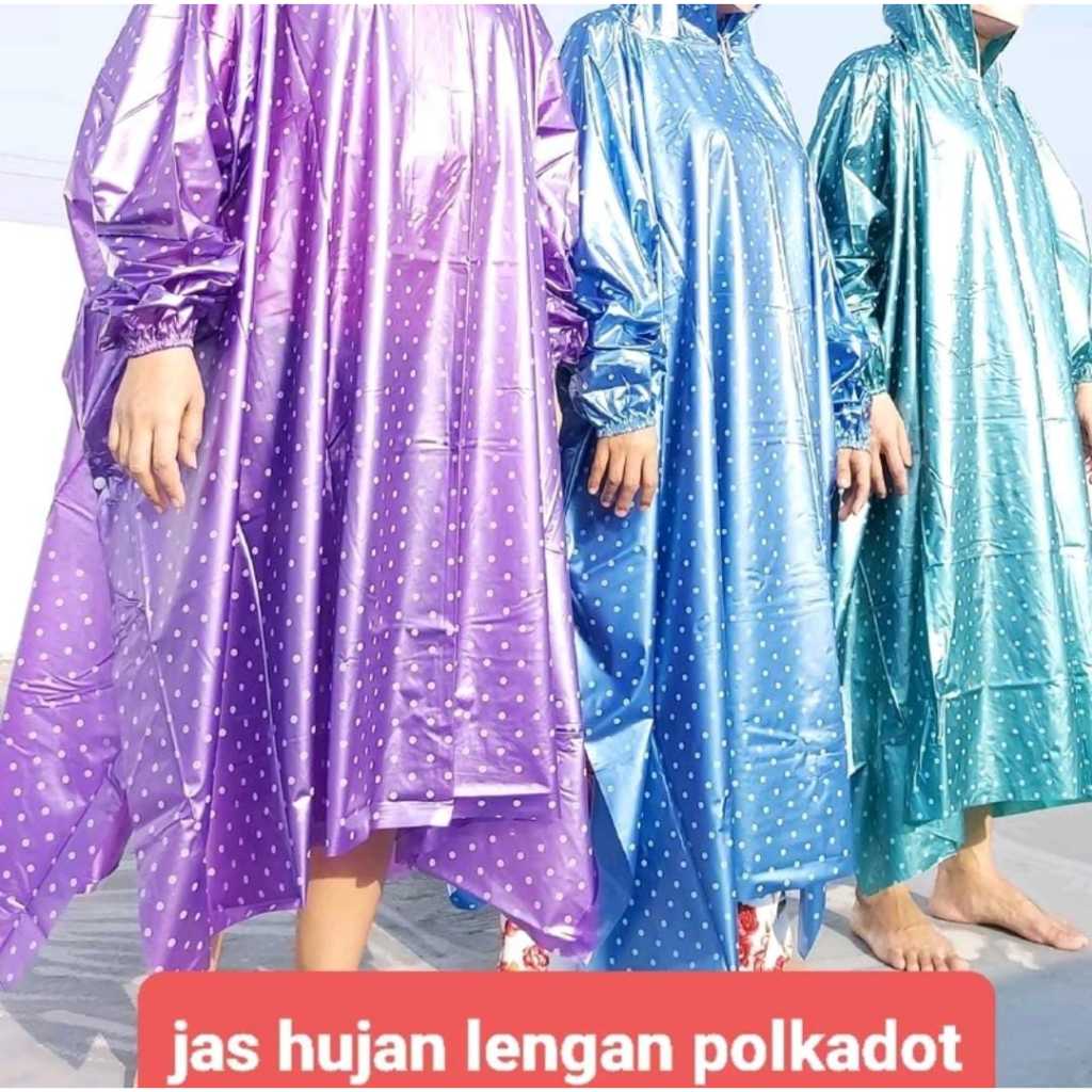 jas hujan ponco lengan polkadot jas hujan polkadot