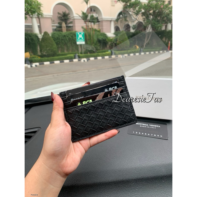 DOMPET KARTU BV FREE BOX KULIT ANYAM CARD HOLDER HITAM