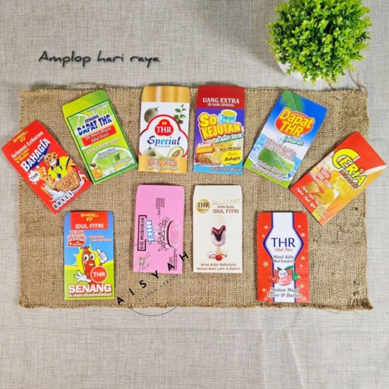 

100 lembar Amplop lebaran idul fitri motif snack DF2 ukuran medium mix gambar