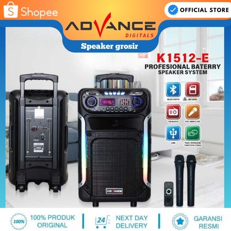 Speaker Meeting Portable Advance K1512E 15 inch Gratis 2 Microphone K-1512E K1512-E Speaker Jumbo
