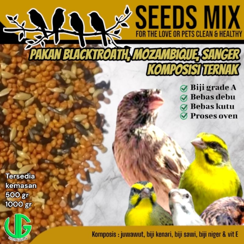 pakan sehat pakan burung blacktroat mozambique sanger komposisi ternak SEEDS MIX UG