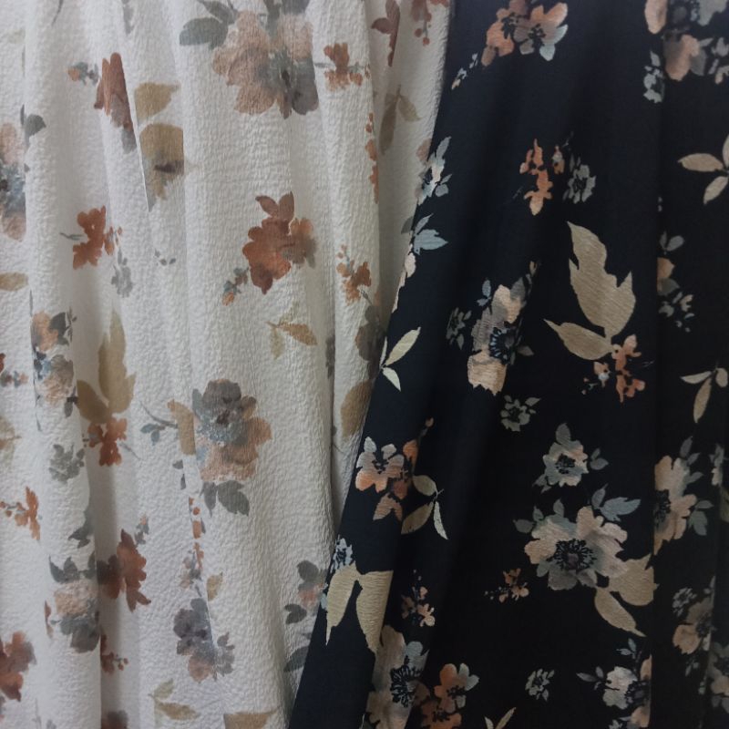 Kain - Kain Katun Crinkle Motif - Kain Cringkel Motif Bunga Import - Kain Crinkle Korea - Kain Meter