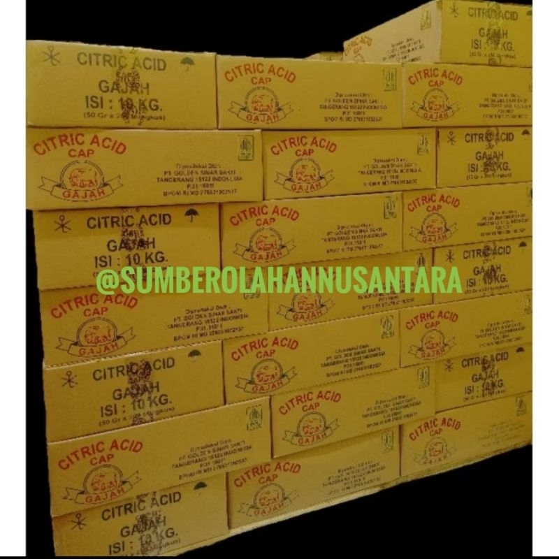 

Citric Acid Cap Gajah/Sitrun/Citrun/Asam Sitrat/Asam Sitrun 50Gr Gram x 200 Pcs (Sachet) / 1 Dus