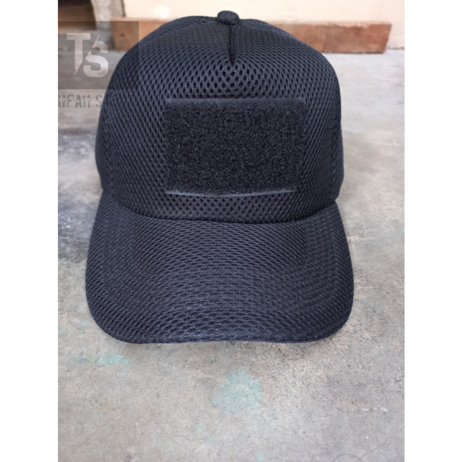 Topi Velcro Hitam TNI POLRI TACTICAL Topi Jaring Hitam Army