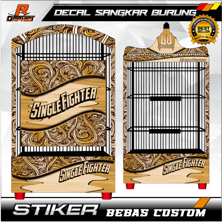 STICKER DECAL UKIRAN SANGKAR KANDANG BURUNG KOTAK STIKER UKIR KAYU UKURAN BESAR KECIL NO 1 2 3 UNTUK