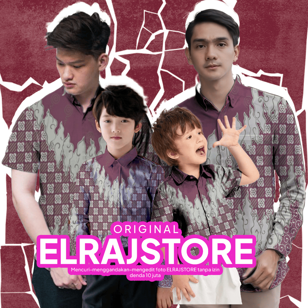 batik burgundy_batik couple ayah anak warna burgundy katun premium _kemeja batik burgundy
