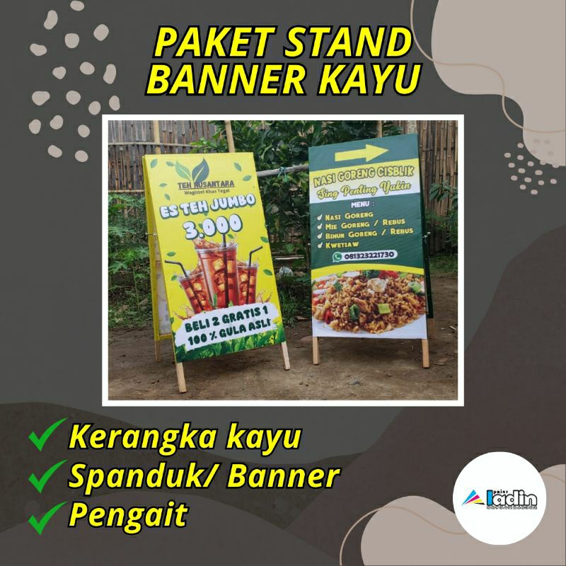 STAND BANNER KAYU | STANDING BANNER | BANNER KAYU