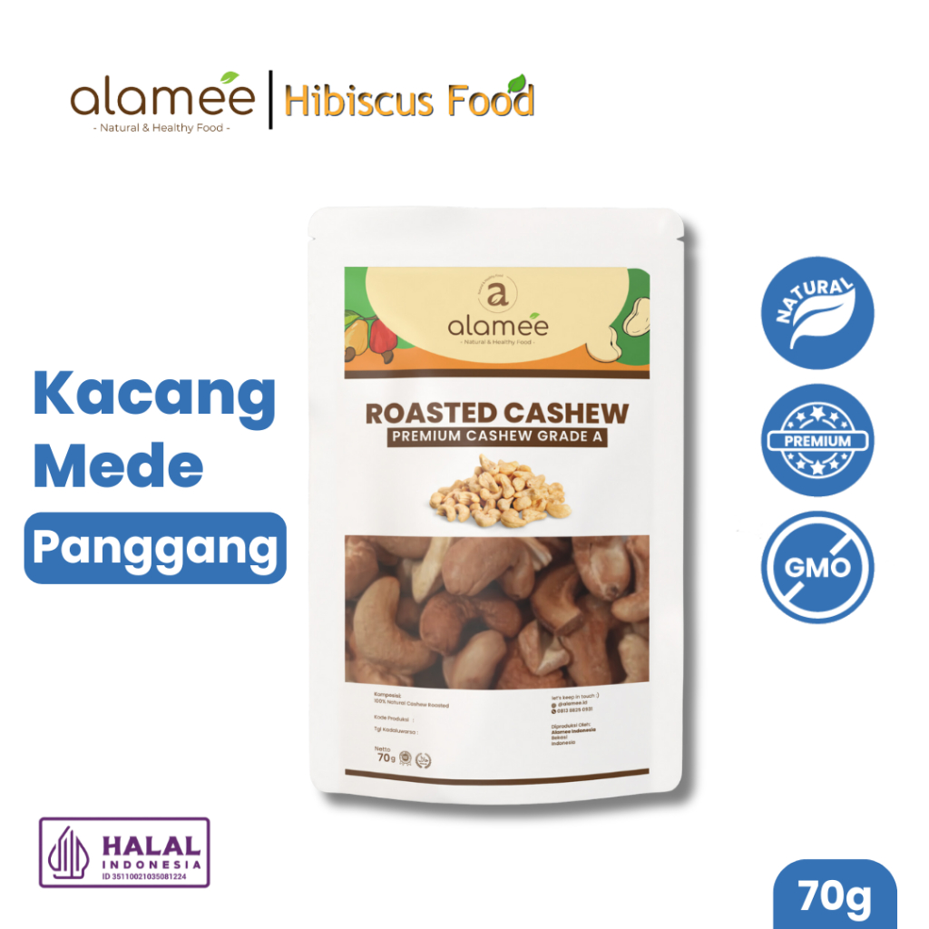 

ALAMEE Roasted Cashew Organic Kacang Mede Panggang Organik Mete Mente Oven Matang Premium Mini 70gr