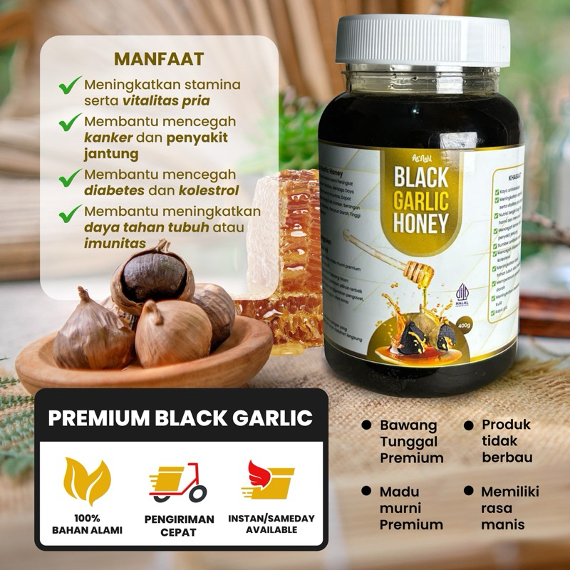 

Black Garlic Honey 400gr Super Premium Bawang Hitam Madu Bawang Hitam Tunggal Madu