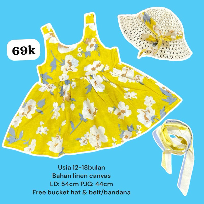 dress patpat baju bayi anak perempuan 12-18 bulan