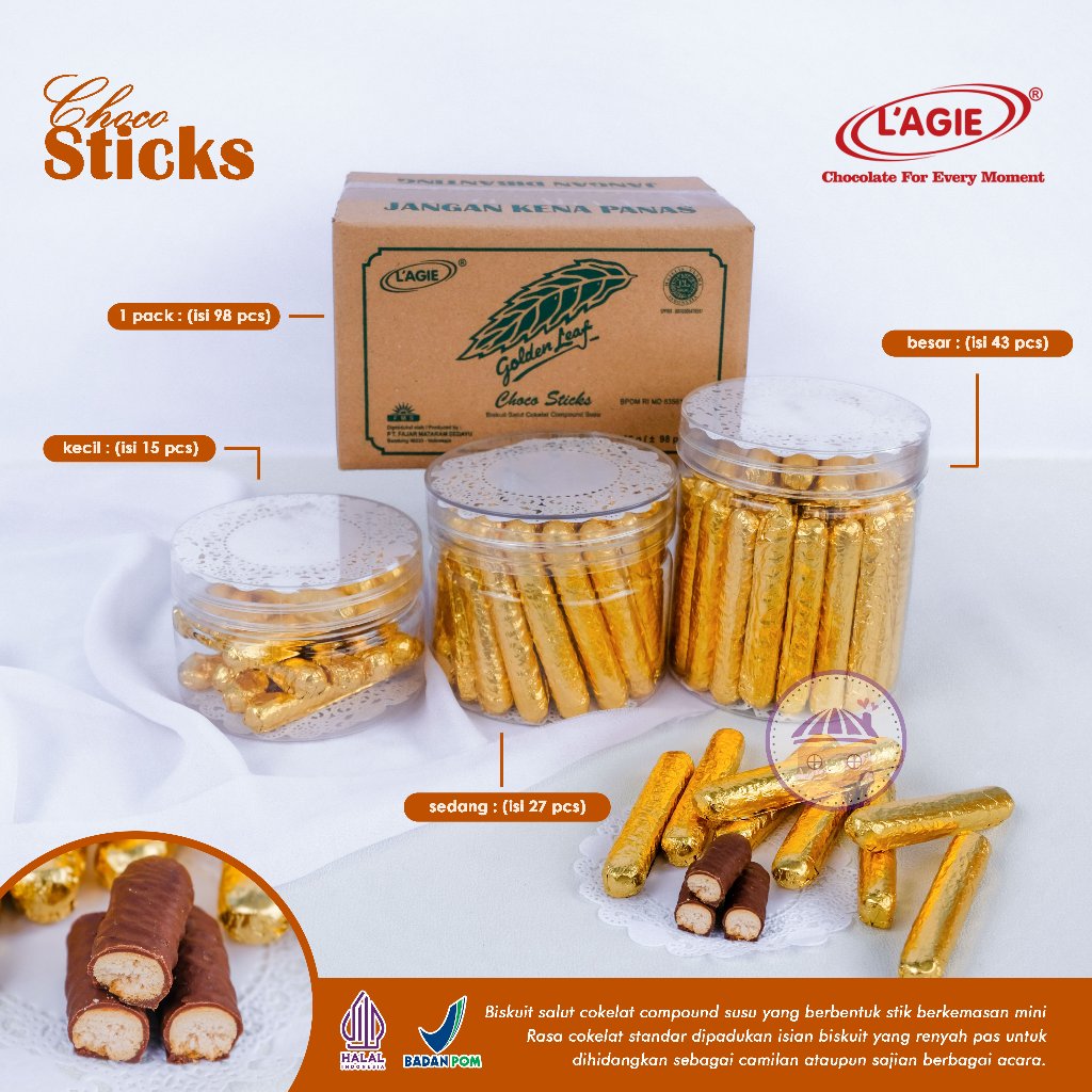 

Choco Sticks by L'agie Hampers Coklat Lebaran Stik Coklat Kemasan Toples dan Pouch