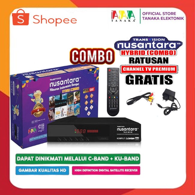 TANAKA Digital receiver Nusantara HD Combo(SATELITE PARABOLA+T2 TERRESTRIAL)