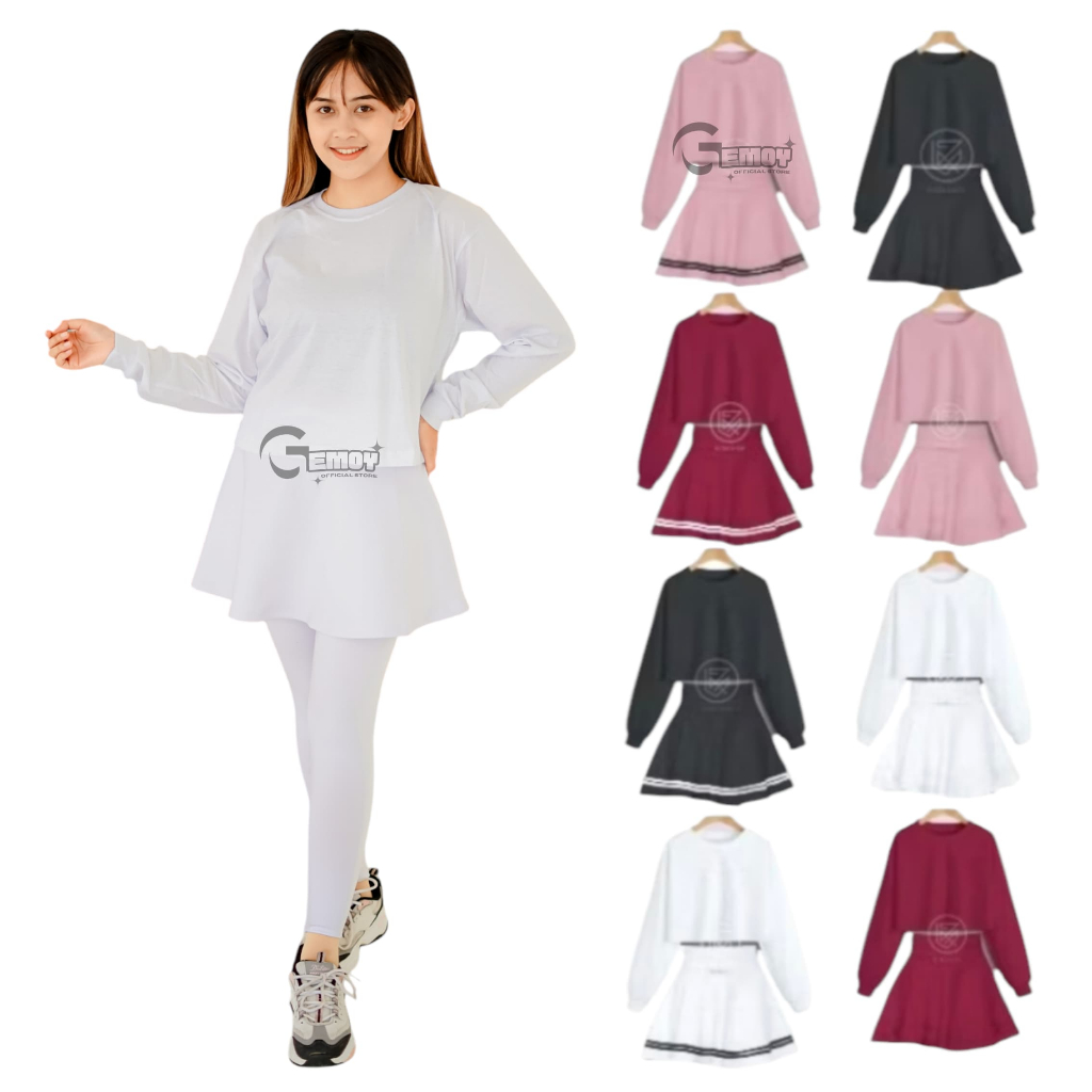 One Set Crop Top Lengan Panjang Olahraga Wanita Kasual