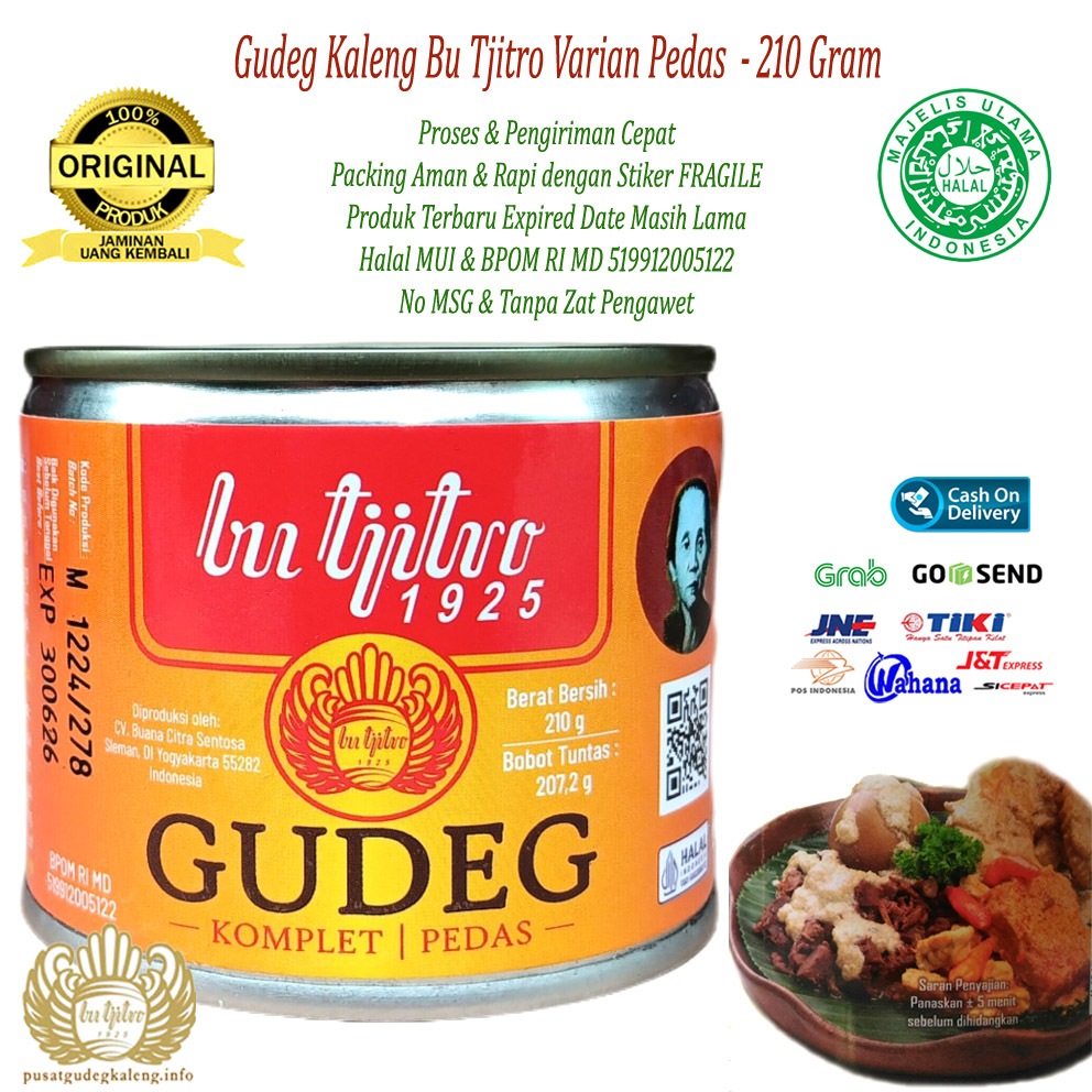 

Gudeg Kaleng Bu Tjitro Varian Pedas Asli Jogja - 210Gram