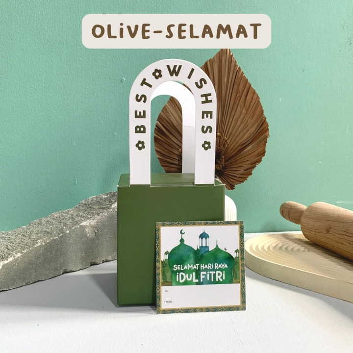 

10 pcs dus hampers toples cookies lebaran idul fitri box packaging eid mubarak edisi olive selamat kardus